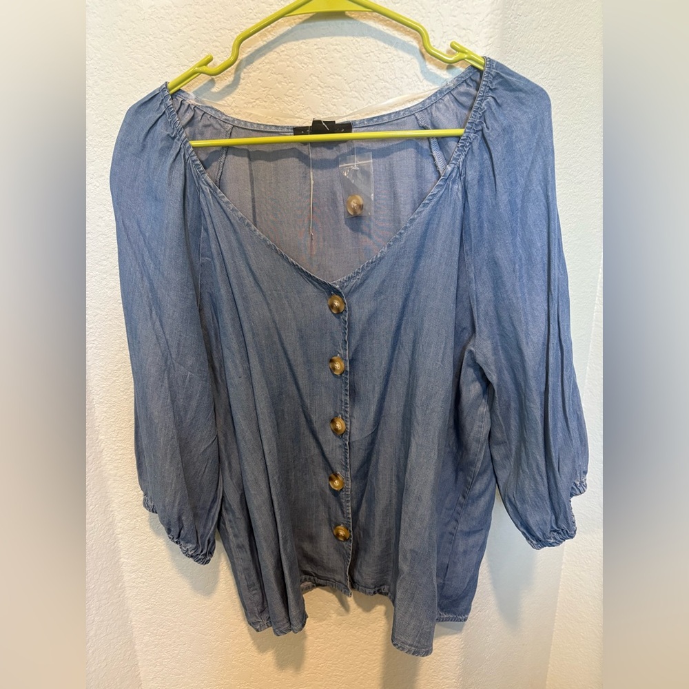 Sanctuary Blue Chambray Blouse